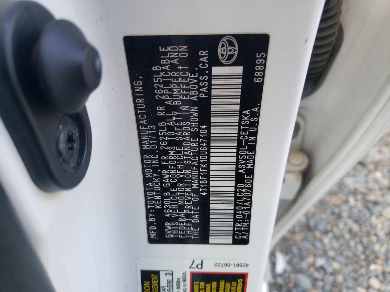 4T1BF1FK1DU647104 2013 Toyota Camry L