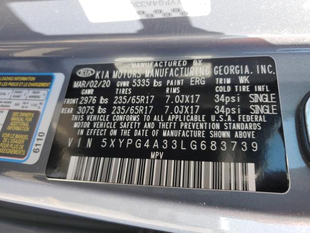 2020 KIA SORENTO 5XYPG4A33LG683739