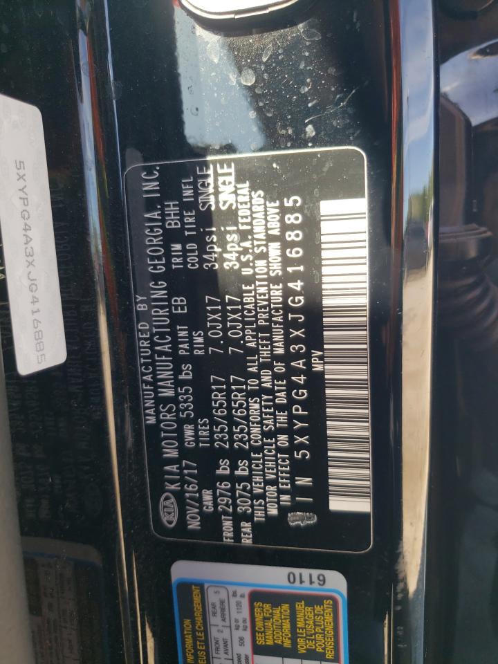 5XYPG4A3XJG416885 2018 Kia Sorento Lx