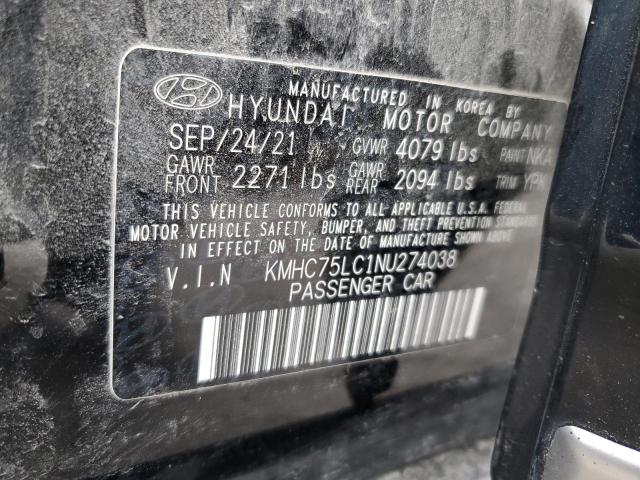 2022 Hyundai Ioniq Se VIN: KMHC75LC1NU274038 Lot: 52368294