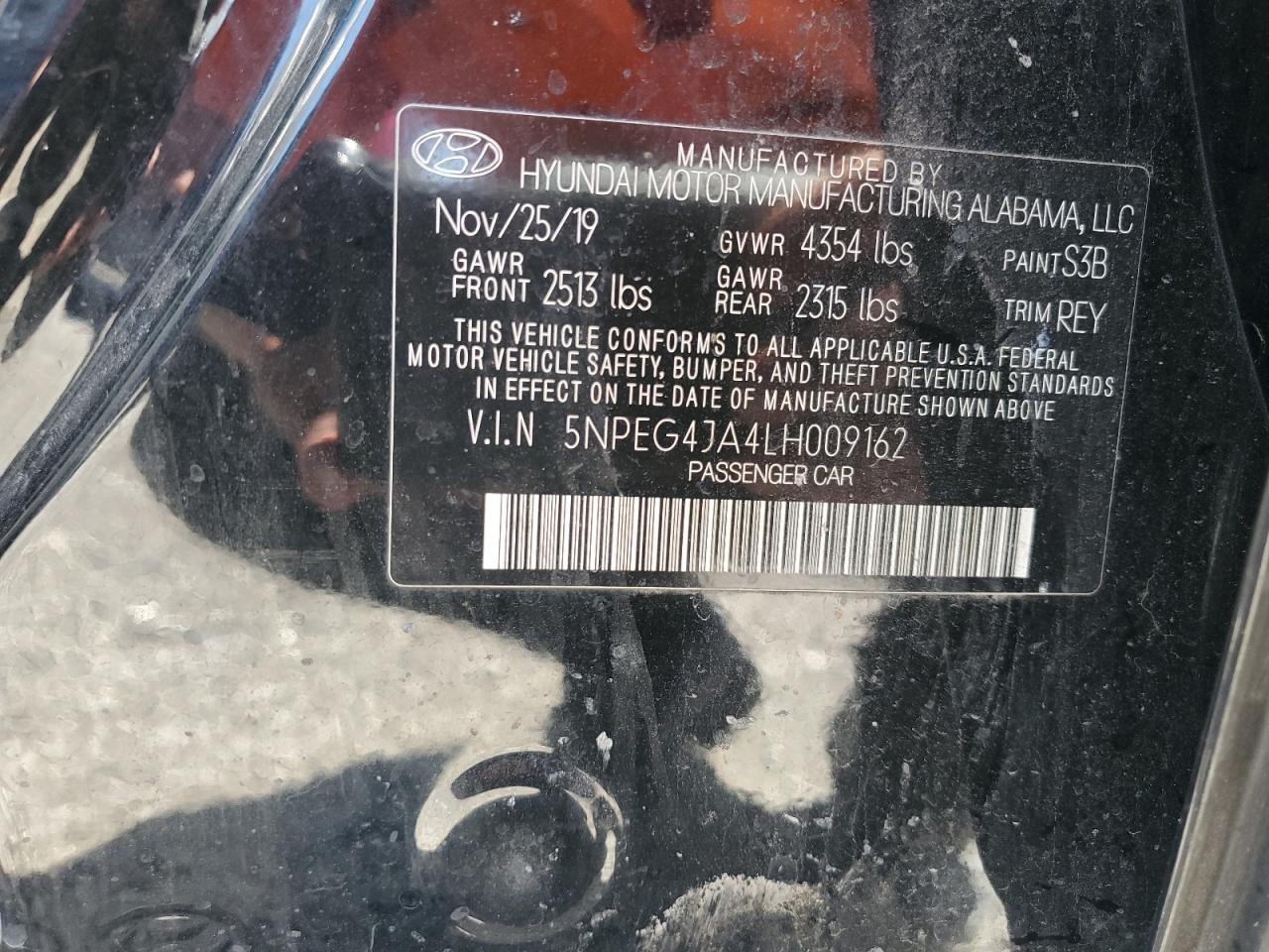 5NPEG4JA4LH009162 2020 Hyundai Sonata Se