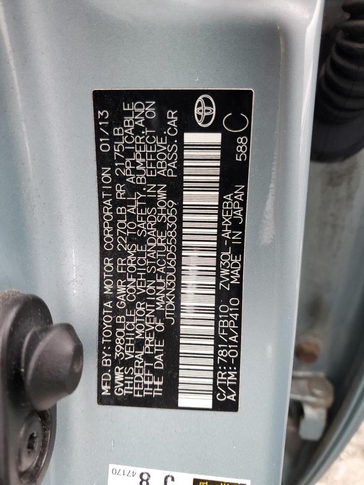 JTDKN3DU6D5583059 2013 Toyota Prius