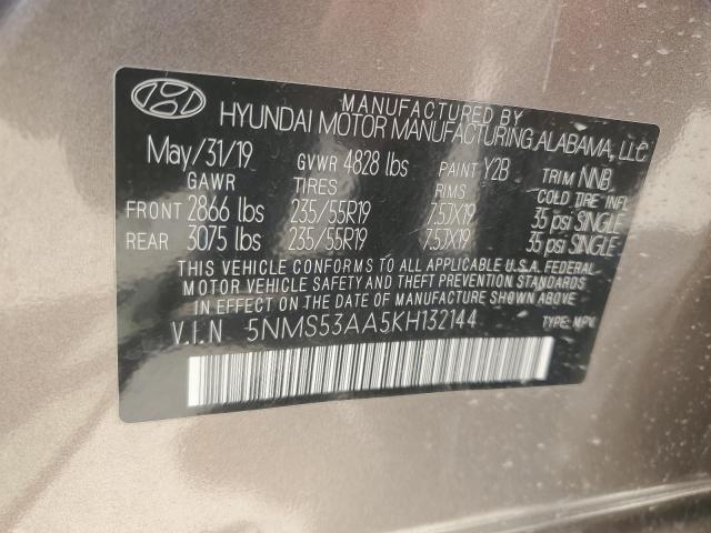 VIN 5NMS53AA5KH132144 2019 HYUNDAI SANTA FE no.13