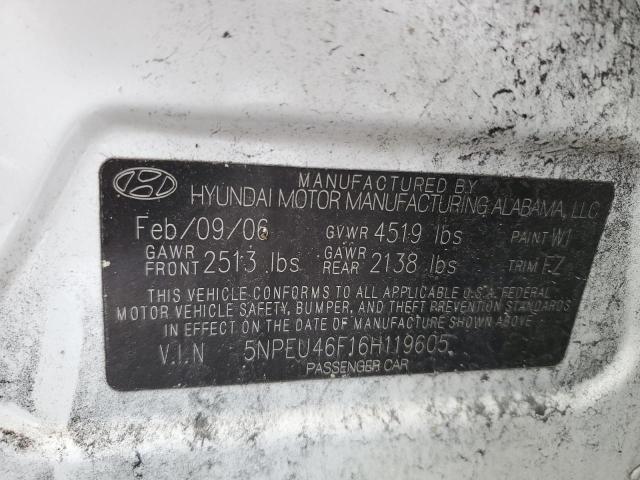 2006 Hyundai Sonata Gls VIN: 5NPEU46F16H119605 Lot: 52646924