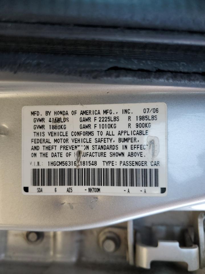 1HGCM56316A181548 2006 Honda Accord Se