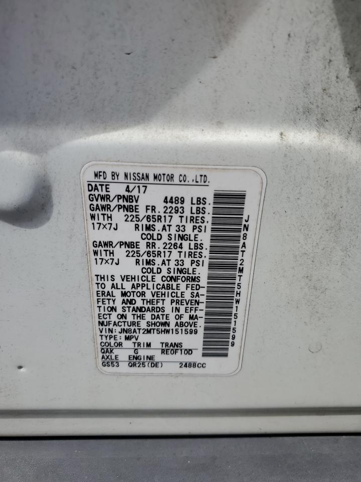 JN8AT2MT5HW151599 NISSAN ROGUE 2017