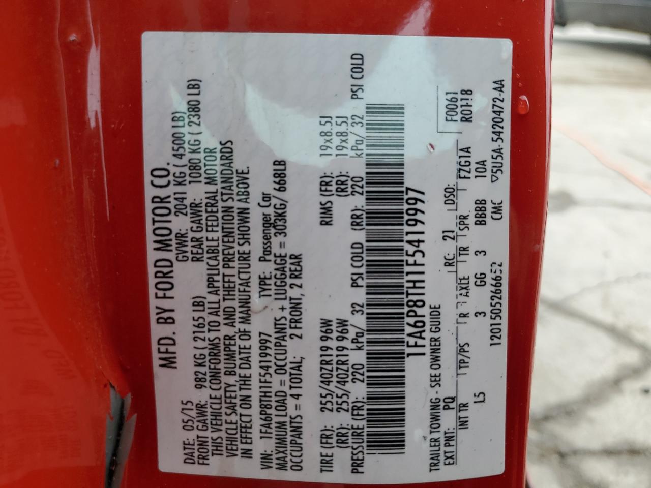 1FA6P8TH1F5419997 2015 Ford Mustang