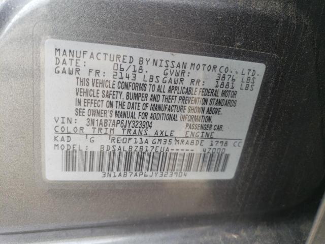 2018 Nissan Sentra S VIN: 3N1AB7AP6JY323904 Lot: 52577564