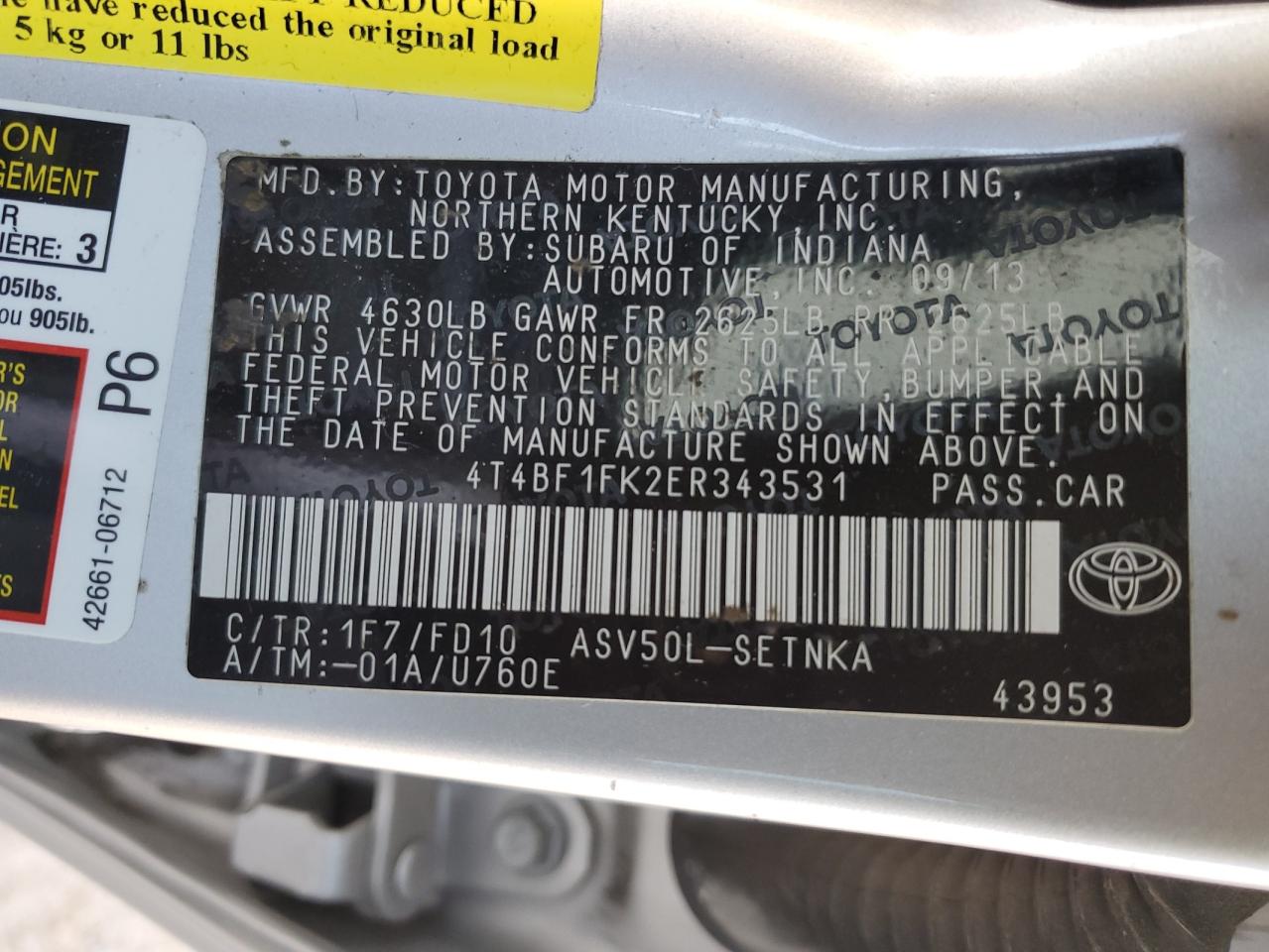4T4BF1FK2ER343531 2014 Toyota Camry L