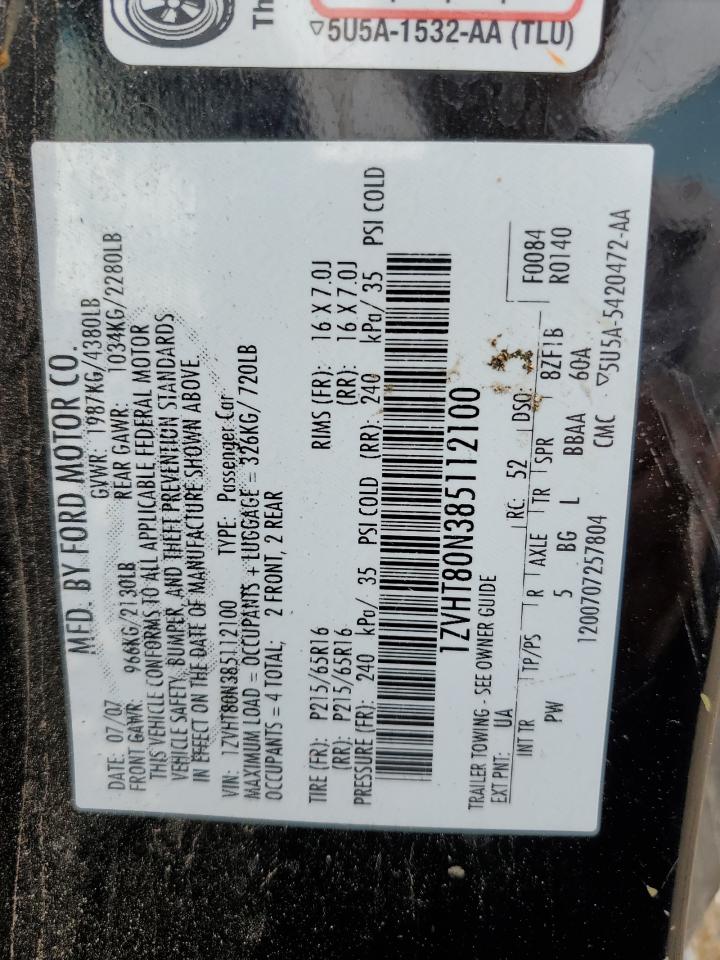 1ZVHT80N385112100 2008 Ford Mustang