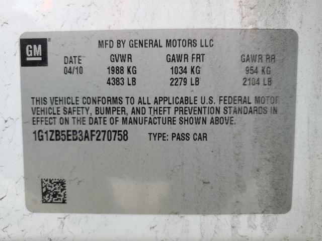 2010 Chevrolet Malibu Ls VIN: 1G1ZB5EB3AF270758 Lot: 52102794