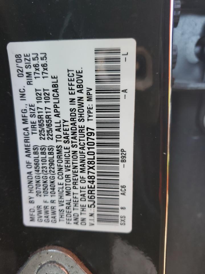 5J6RE487X8L010797 2008 Honda Cr-V Exl