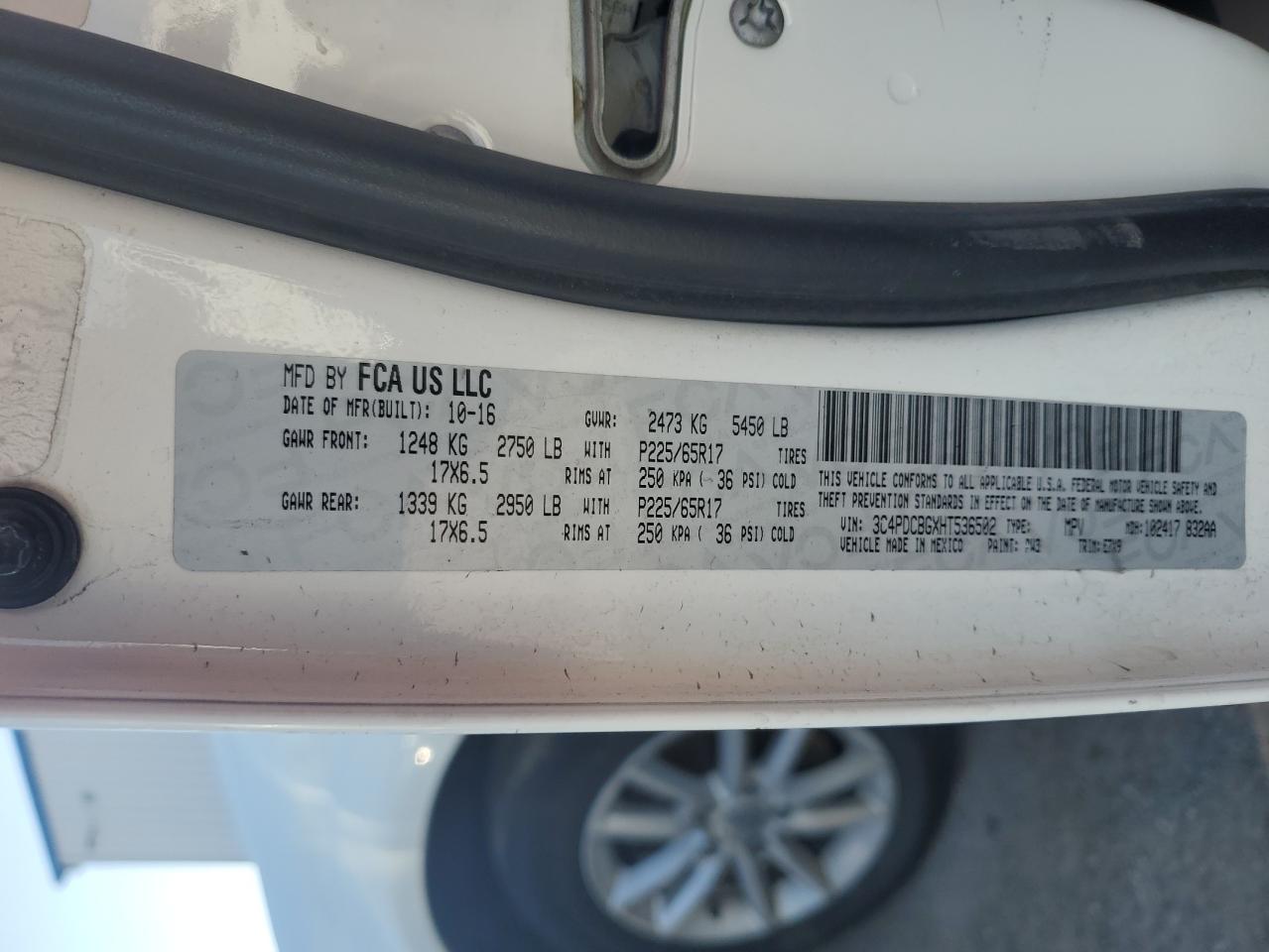 3C4PDCBGXHT536502 2017 Dodge Journey Sxt