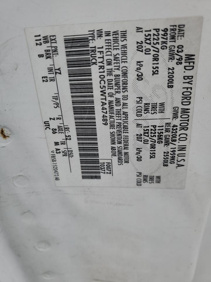 1FTYR10C5WTA47489 1998 Ford Ranger