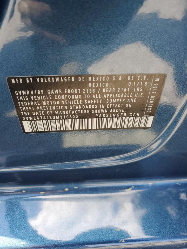 3VW267AJ8GM310800 2016 Volkswagen Jetta S