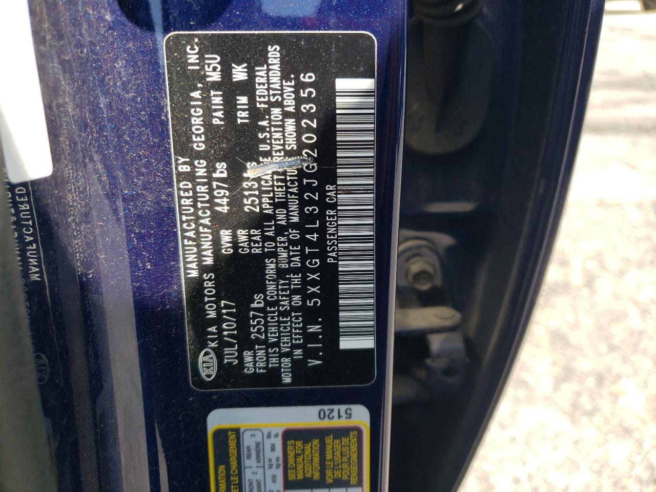 5XXGT4L32JG202356 2018 Kia Optima Lx