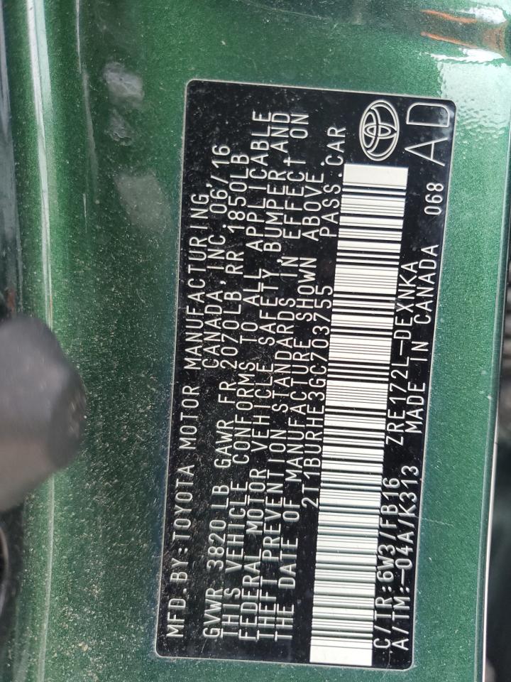 2T1BURHE3GC703755 2016 Toyota Corolla L