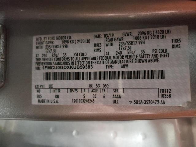2019 FORD ESCAPE SE - 1FMCU0GDXKUB59383