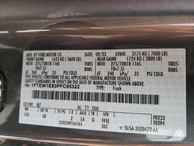 2023 Ford F150 Supercrew VIN: 1FTEW1E83PFC95322 Lot: 51111204