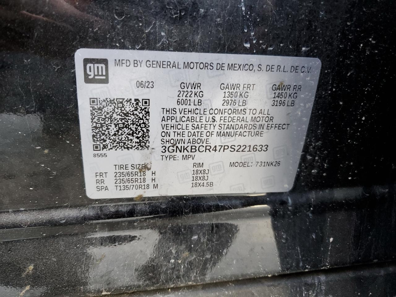 3GNKBCR47PS221633 CHEVROLET BLAZER 2023