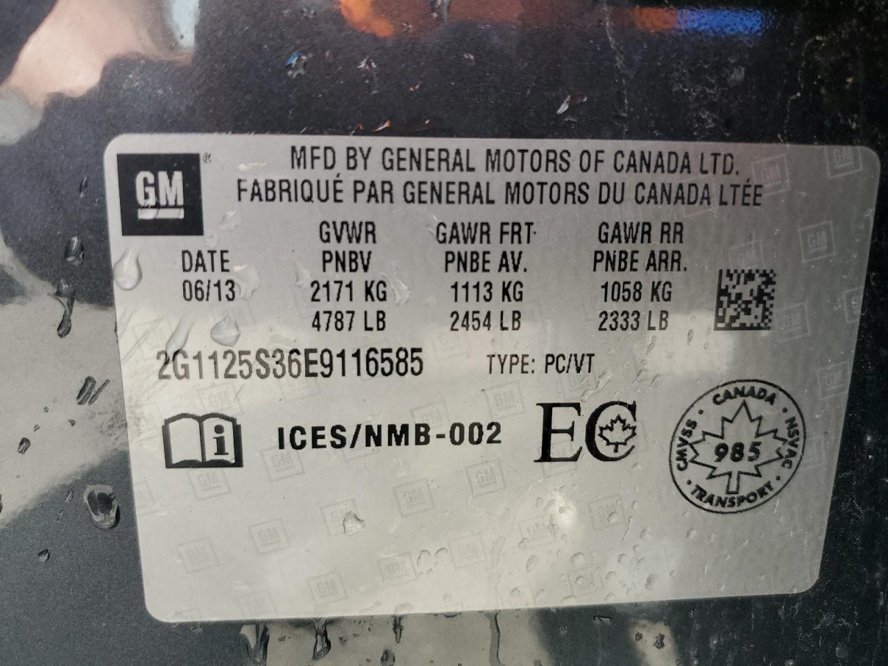2G1125S36E9116585 2014 Chevrolet Impala Lt
