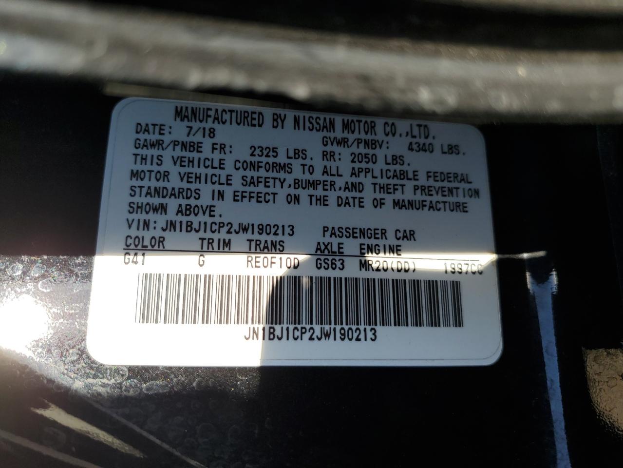 JN1BJ1CP2JW190213 NISSAN ROGUE 2018