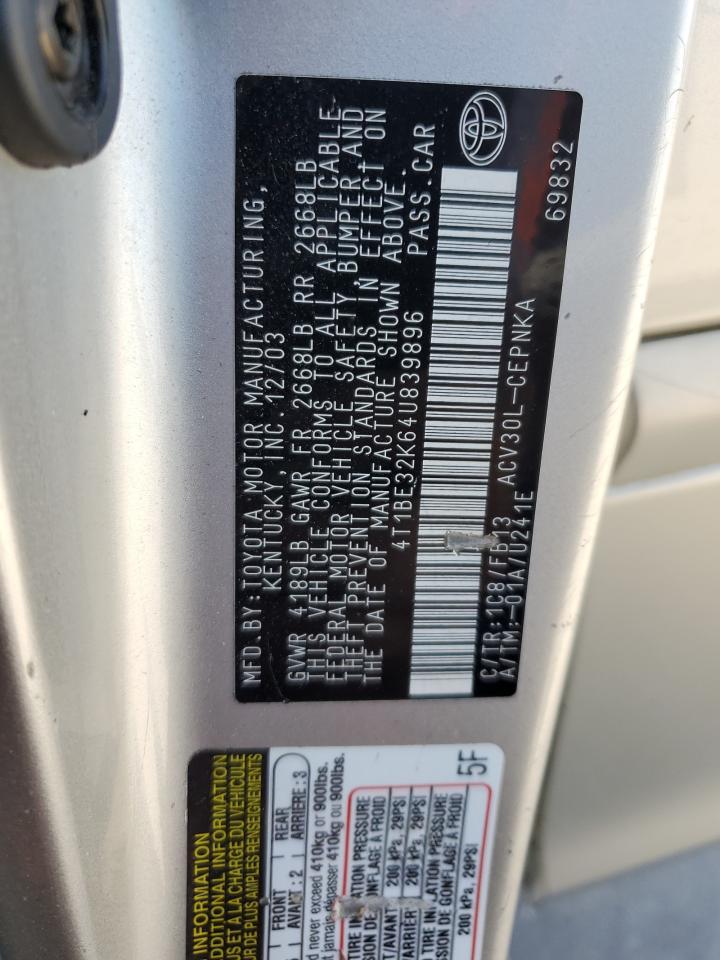 4T1BE32K64U839896 2004 Toyota Camry Le