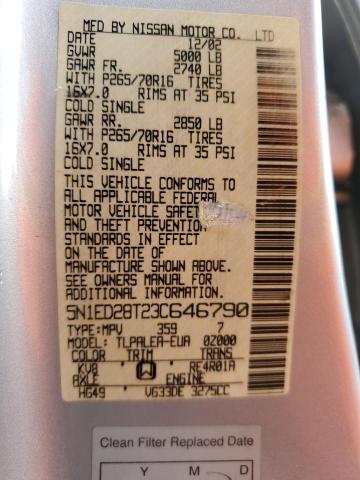 2003 Nissan Xterra Xe VIN: 5N1ED28T23C646790 Lot: 49465524