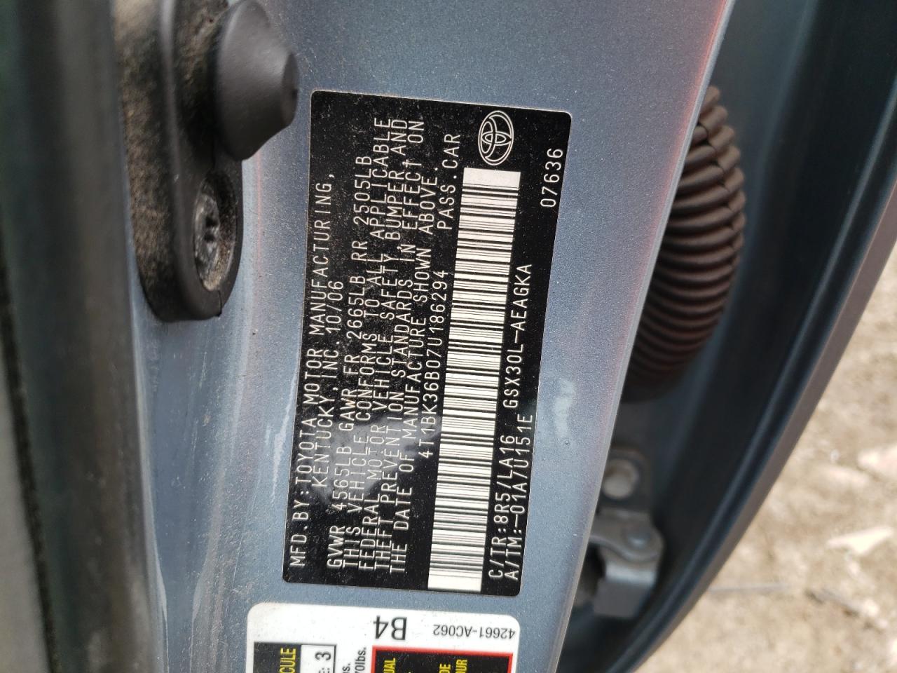 4T1BK36B07U186294 2007 Toyota Avalon Xl