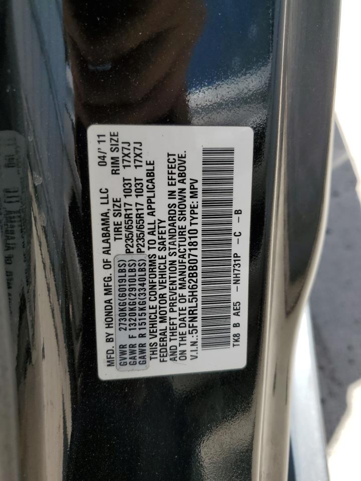 5FNRL5H62BB071810 2011 Honda Odyssey Exl