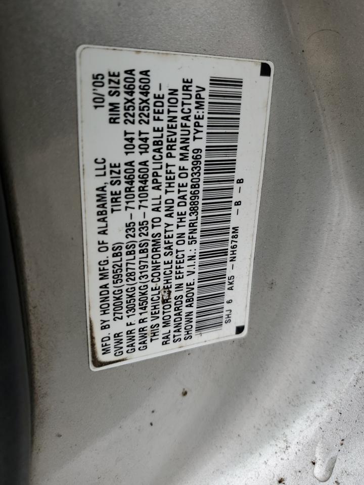 5FNRL38896B033969 2006 Honda Odyssey Touring