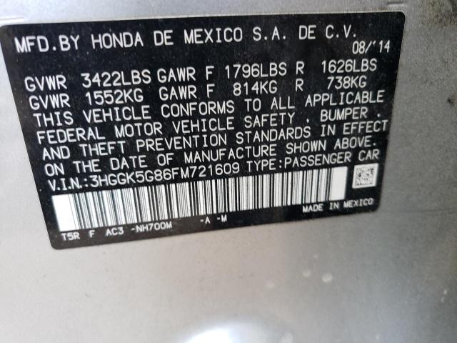 Lot #2476113469 2015 HONDA FIT EX salvage car