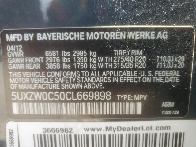 2012 BMW X5 xDrive35D VIN: 5UXZW0C50CL669898 Lot: 49887744