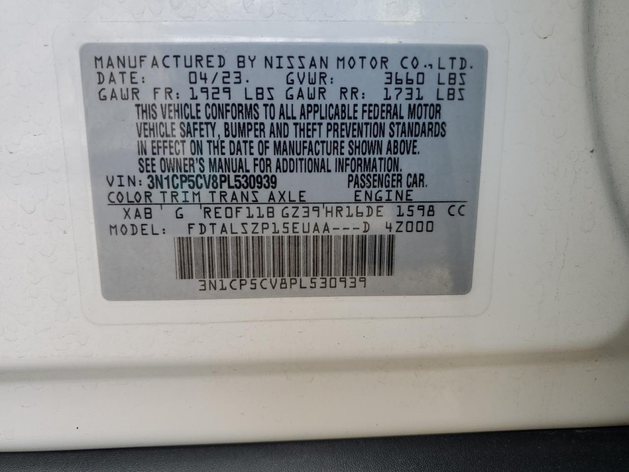3N1CP5CV8PL530939 NISSAN KICKS 2023