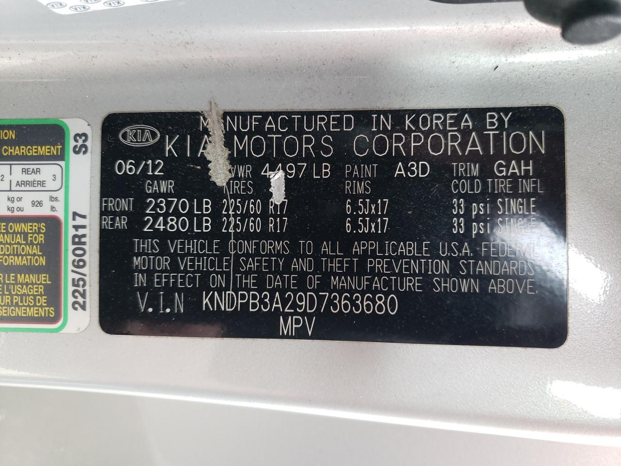 KNDPB3A29D7363680 2013 Kia Sportage Base