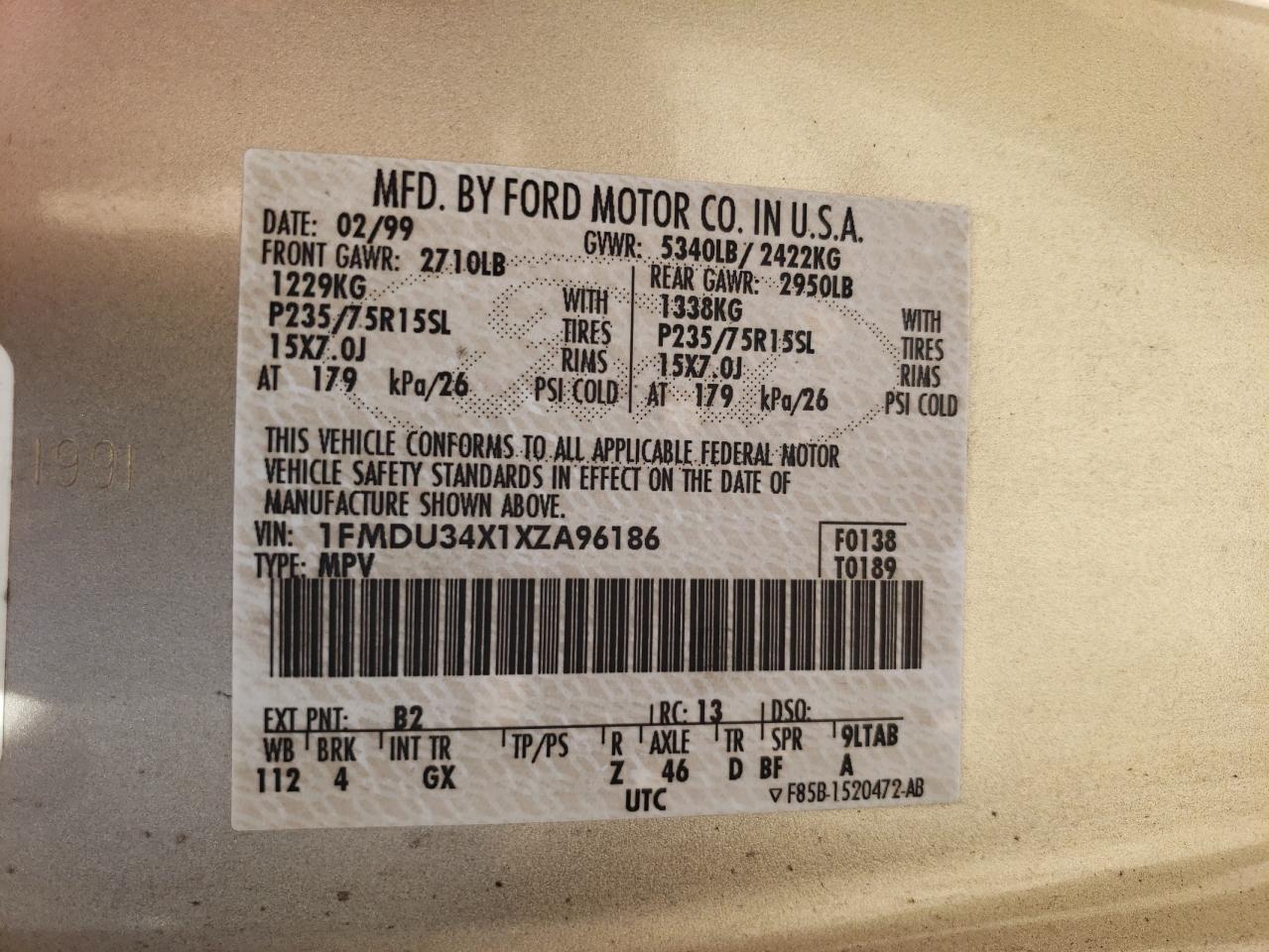 1FMDU34X1XZA96186 1999 Ford Explorer