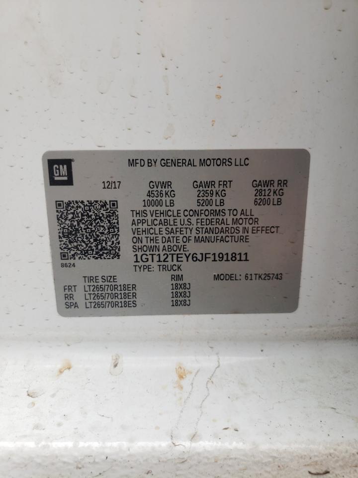 1GT12TEY6JF191811 2018 GMC Sierra K2500 Slt