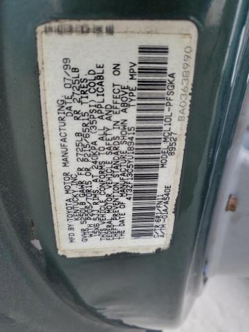 2000 Toyota Sienna Le VIN: 4T3ZF13C5YU189415 Lot: 51888134