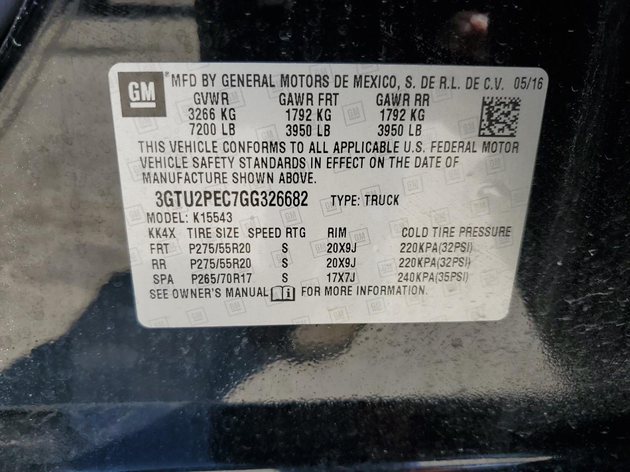 3GTU2PEC7GG326682 2016 GMC Sierra K1500 Denali