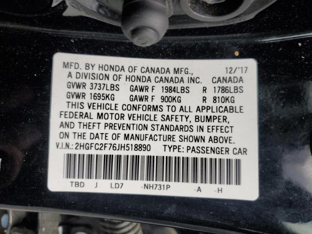 2018 Honda Civic Ex VIN: 2HGFC2F76JH518890 Lot: 49085394