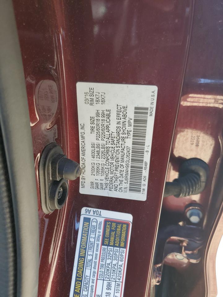 5J6RM4H95GL062437 HONDA CRV 2016