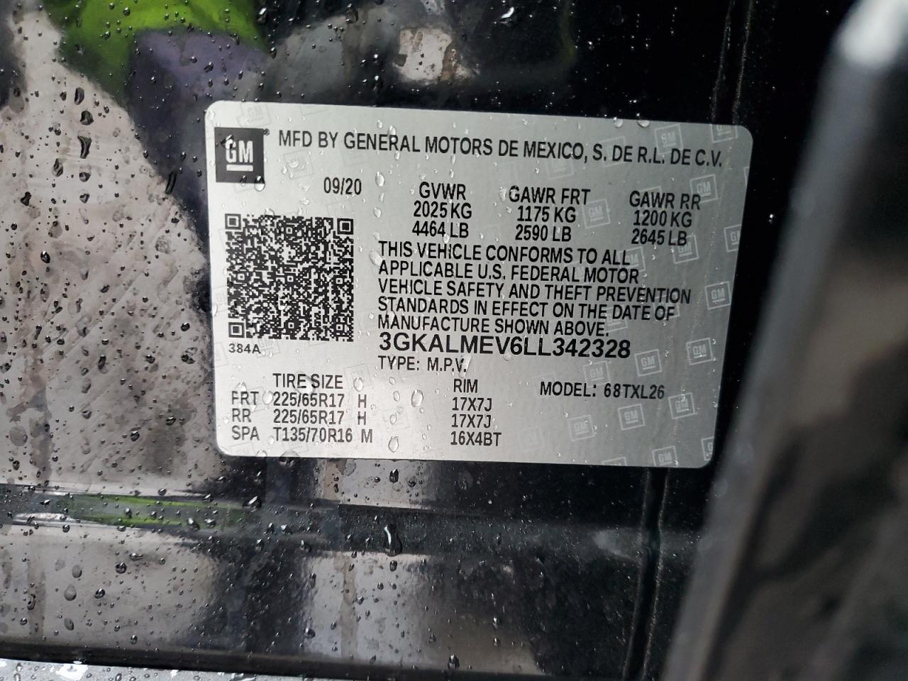 3GKALMEV6LL342328 2020 GMC Terrain Sle