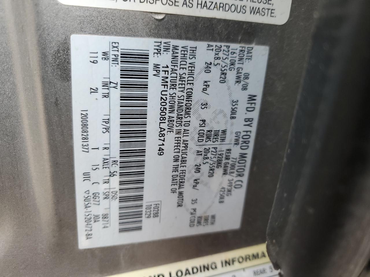 1FMFU20508LA87149 2008 Ford Expedition Limited