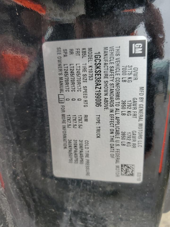 1GCSKSE38AZ199006 2010 Chevrolet Silverado K1500 Lt