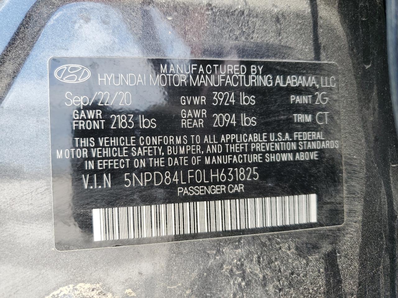 5NPD84LF0LH631825 2020 Hyundai Elantra Sel