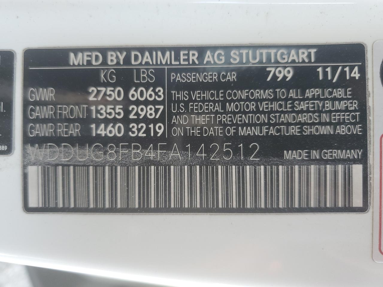 WDDUG8FB4FA142512 2015 Mercedes-Benz S 550 4Matic