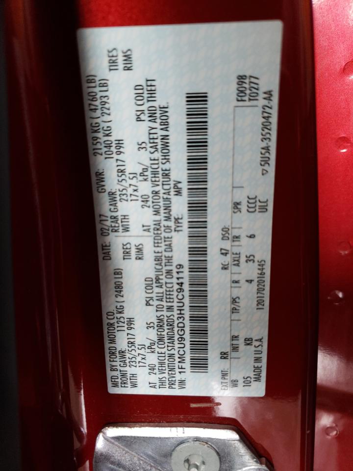 1FMCU9GD3HUC94119 FORD ESCAPE 2017