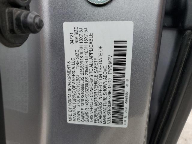 2022 Honda Odyssey Exl VIN: 5FNRL6H72NB015210 Lot: 52604034