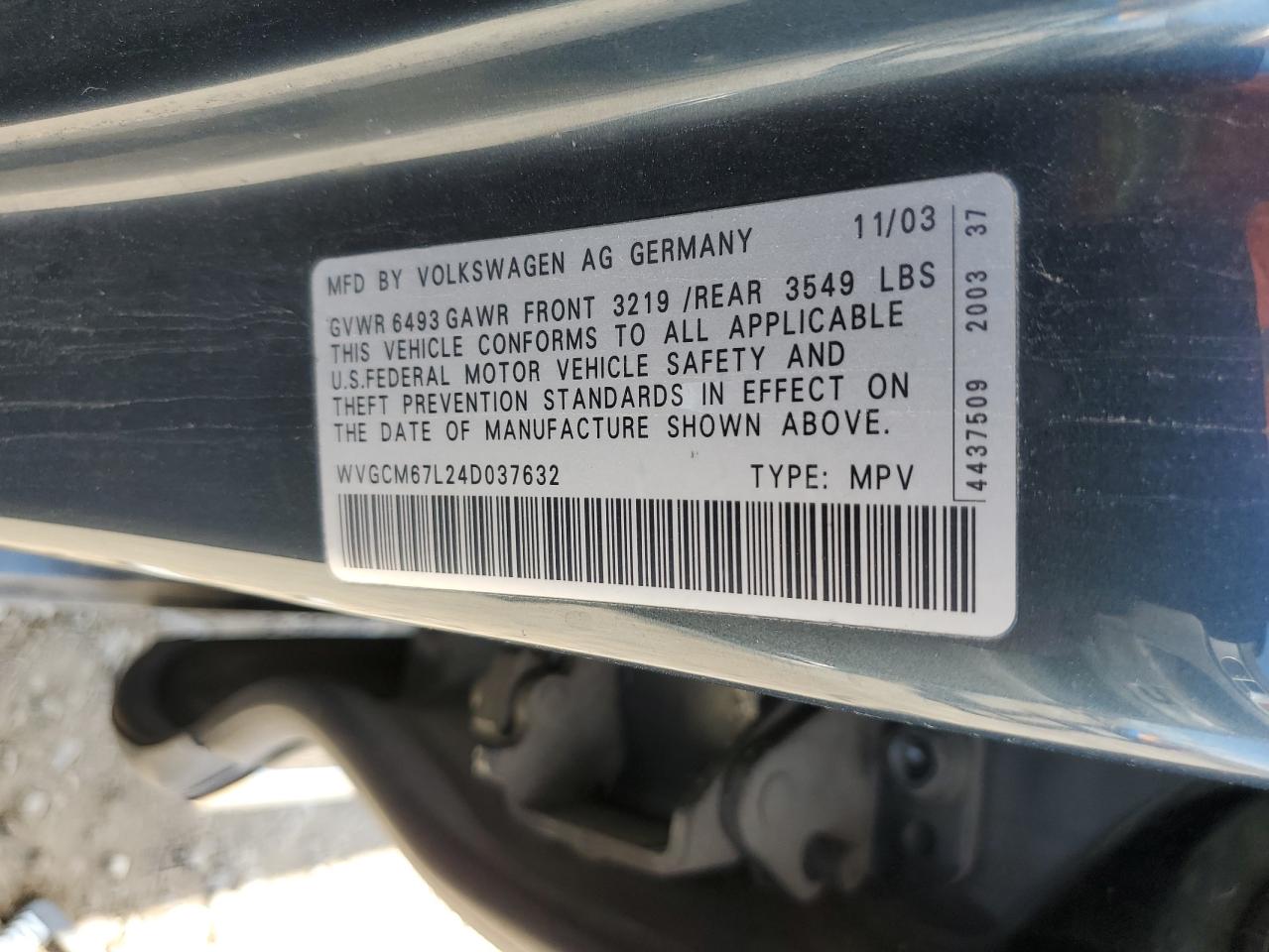 WVGCM67L24D037632 2004 Volkswagen Touareg 4.2