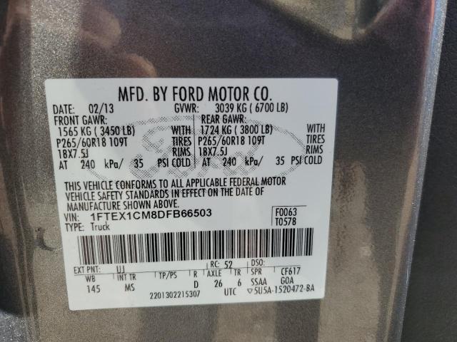 2013 Ford F150 Super Cab VIN: 1FTEX1CM8DFB66503 Lot: 50821084